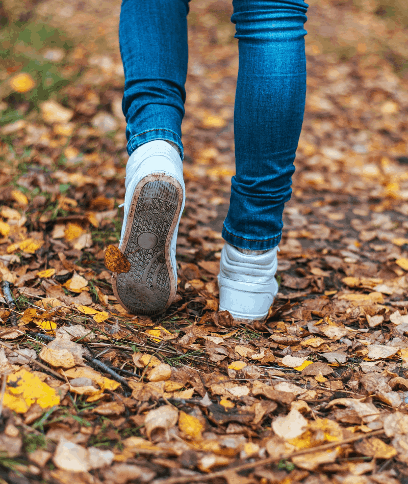 The little girl stuck to the sheet. A man stops walking. The girls girlfriends. Hot girls on the nature in the park among the leaves of yellow. Autumn park in bright colors.